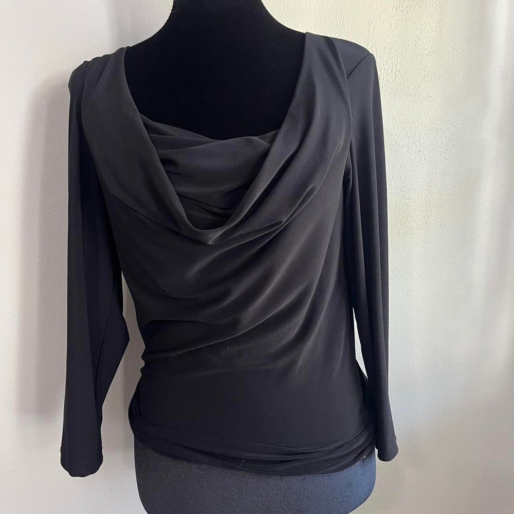 Black Long Sleeve Cowl Neck Top